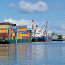 Shipping containers on the Lower Duwamish River. NOAA.