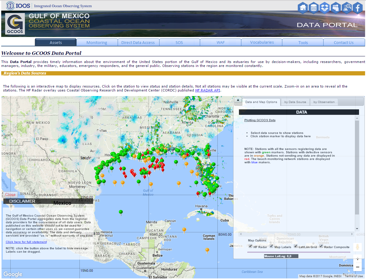 Gulf of Mexico Coastal Ocean Observing System Website