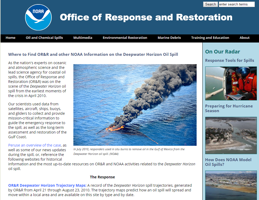 NOAA Office of Response and Restoration Website